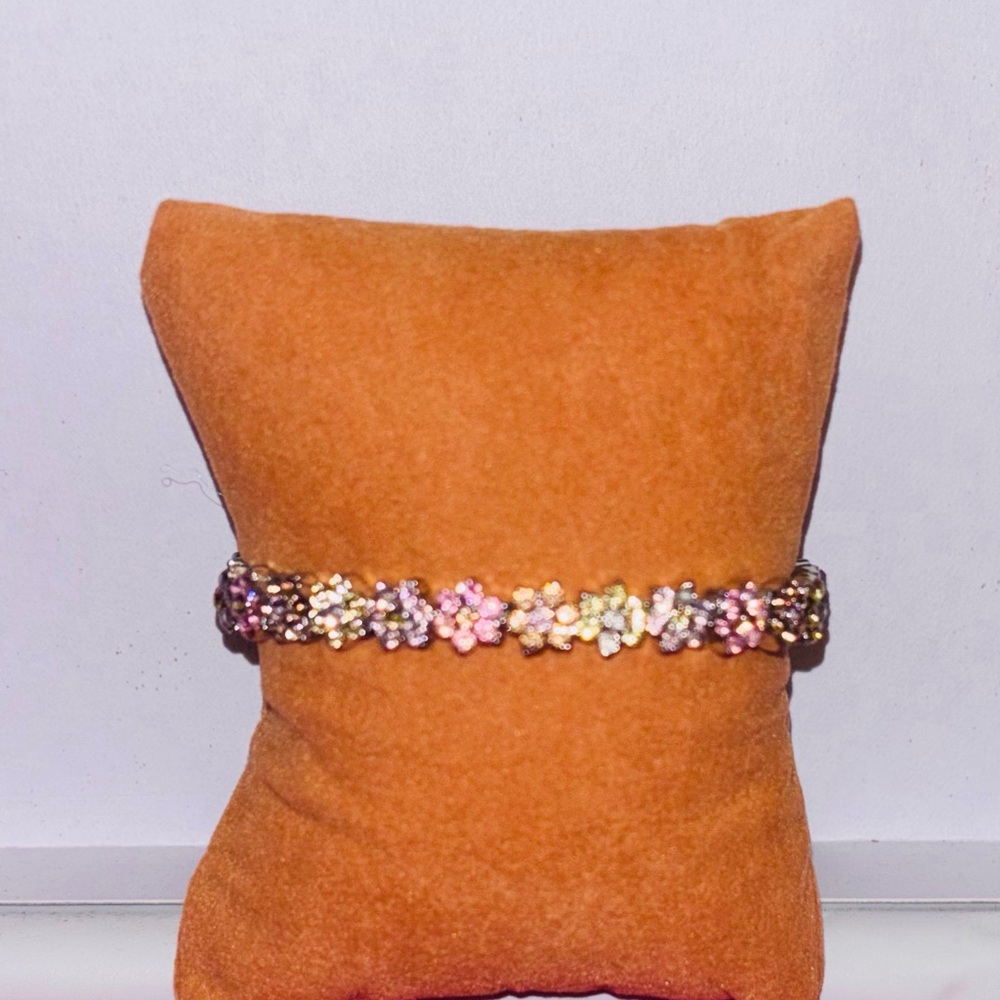 Chic Gold and Pink Floral Bracelet